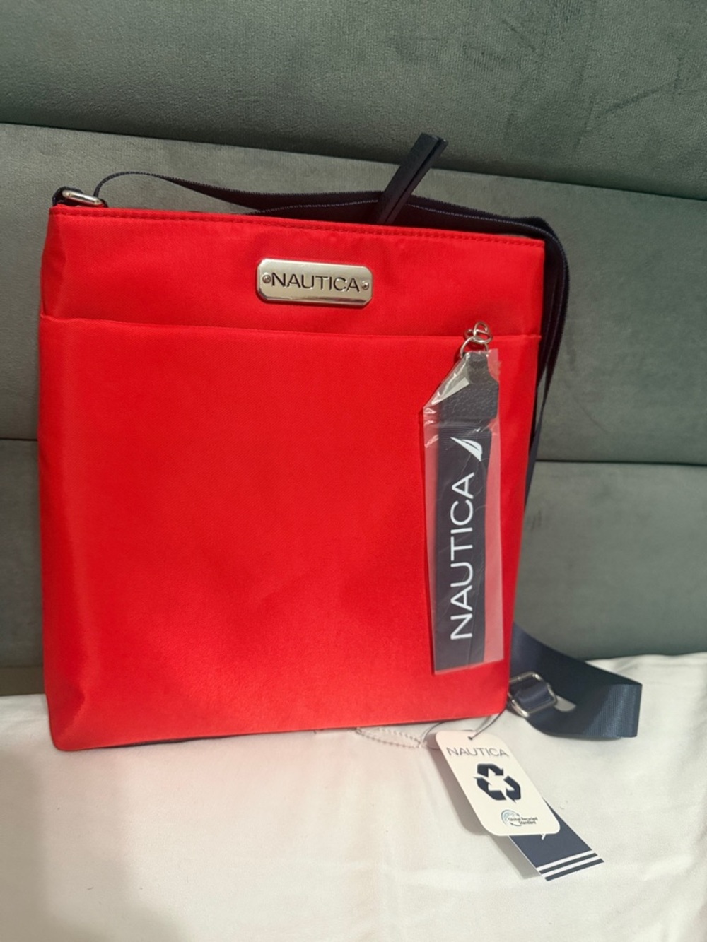 Nautica Red and Navy Crossbody Messenger Bag